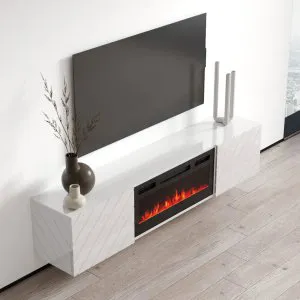 Biała szafka RTV z kominkiem elektrycznym Luxe EF Cama Meble 8