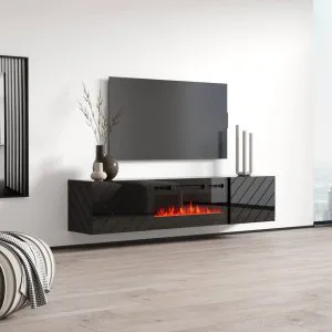 Czarna szafka RTV wisząca Luxe EF Cama Meble 7