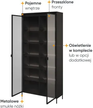 Witryna na metalowych nogach Trend TR-07 Lenart Meble 3