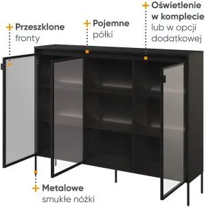 Witryna podświetlana czarna Trend TR-08 Lenart Meble 3