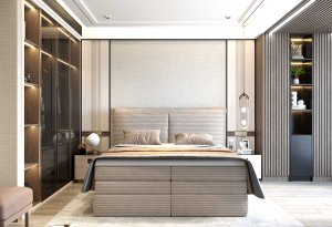 Łóżko kontynentalne tapicerowane do sypialni Madden 160x200 cm Wersal 3
