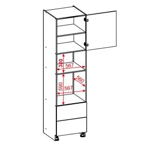 60 dolna słupek zabudowa piekarnika i mikrofalówki, 2 szuflady wys. 235.7 cm Layman 2