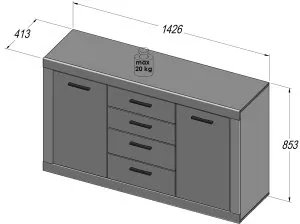 Komoda dąb Trass TRAK231 D53 Meble Forte 3