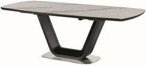 Stół Armani Ceramic biały efekt marmuru/ czarny mat 160(220)x90