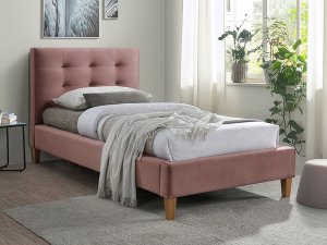 Łóżko Texas velvet 90x200 kolor ant.róż/dąb bluvel 52