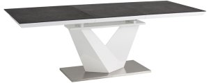 Stół Alaras II czarny efekt kamienia / biały lakier 120(180)x80