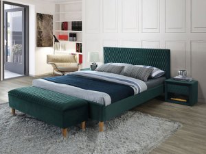 Łóżko Azurro velvet 160x200 kolor zielony/dąb tapicerka bluvel 78