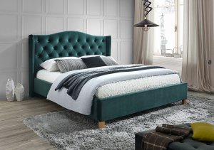 Łóżko Aspen velvet 160x200 kolor zielony/dąb tapicerka bluvel 78