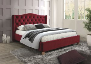 Łóżko Aspen velvet 160x200 kolor bordowy/dąb tapicerka bluvel 59