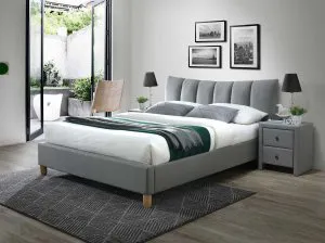 SANDY 2 łóżko tapicerowane tkanina popiel Halmar 1