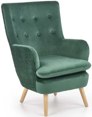 RAVEL fotel wypoczynkowy ciemny zielony / naturalny Halmar 1