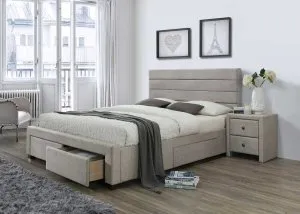 KAYLEON łóżko z szufladami beżowy Halmar 1