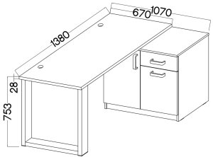 Biurko z komodą 130 Malta LG/LG/LG Stolarz Lempert 2
