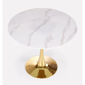 CASEMIRO stół blat - biały marmur, noga - złoty Halmar 1