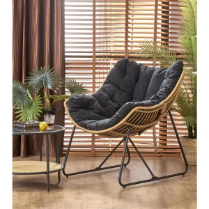WHISPER fotel wypoczynkowy, czarny / naturalny Halmar 2