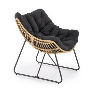 WHISPER fotel wypoczynkowy, czarny / naturalny Halmar 7