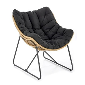 WHISPER fotel wypoczynkowy, czarny / naturalny Halmar 1