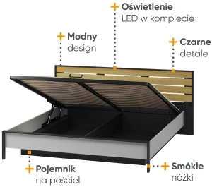 Łóżko 180 ze stelażem i pojemnikiem Gris GS-02 (180) Lenart Meble 3