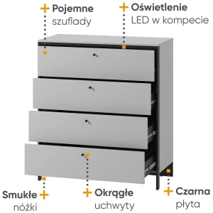 Komoda z szufladami do sypialni Gris GS-03 Lenart Meble 3