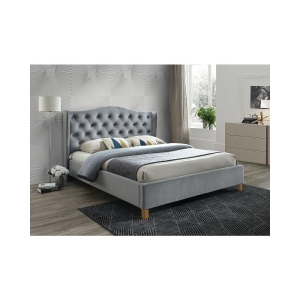 łóżko aspen velvet 180x200 kolor szary/dąb tapicerka bluvel 14