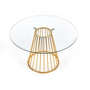 LIVERPOOL stół, blat - transparentny, nogi - złoty