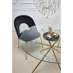 RONDO stół, blat - bezbarwny, nogi - złoty Halmar 4