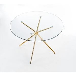 RONDO stół, blat - bezbarwny, nogi - złoty Halmar 1