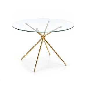 RONDO stół, blat - bezbarwny, nogi - złoty Halmar 10