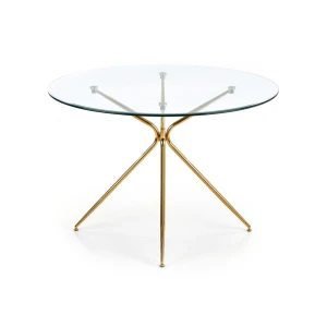 RONDO stół, blat - bezbarwny, nogi - złoty Halmar 11