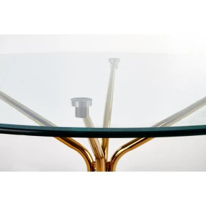 RONDO stół, blat - bezbarwny, nogi - złoty Halmar 13