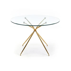RONDO stół, blat - bezbarwny, nogi - złoty Halmar 15