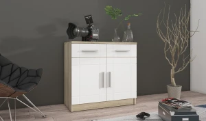 Komoda nowoczesna Paris 2F2S (Biały + Dąb Sonoma) Stolarz Lempert 3