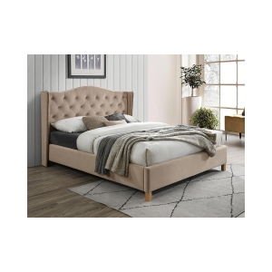 łóżko aspen velvet 160x200 kolor beżowy/dąb tapicerka bluvel 28
