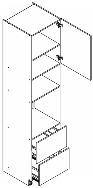 60 dolna słupek zabudowa piekarnika i mikrofalówki, 2 szuflady wys. 235.7 cm