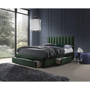 GRACE łóżko z szufladami ciemny zielony velvet Halmar 1