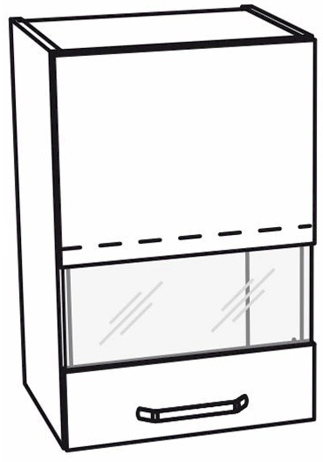 Górna witryna 1 drzwi, 1 półka, wys.61 KAM