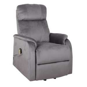 Fotel wypoczynkowy rozkładany elektrycznie (velvet) / szary