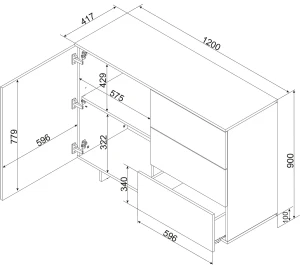 Komoda jednodrzwiowa 120 cm Alma 1D3S Cama Meble 3