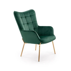 CASTEL 2 fotel wypoczynkowy złoty / ciemny zielony Halmar 1