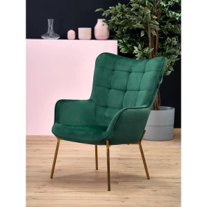 CASTEL 2 fotel wypoczynkowy złoty / ciemny zielony Halmar 4