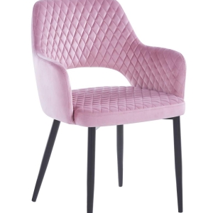 Krzesło velvet (różowe) - czarny stelaż