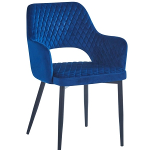 Krzesło velvet (niebieskie) - czarny stelaż