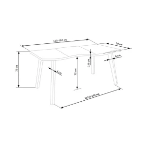 DICKSON stół rozkładany 120-180/80 cm, blat - naturalny, nogi - czarny Halmar 9