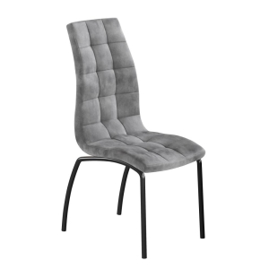 Krzesło velvet (szare) - czarny stelaż