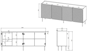 Komoda 4 - drzwiowa 200 cm Onda 4D2SZ Cama Meble 3