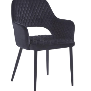 Krzesło velvet (czarne) - czarny stelaż
