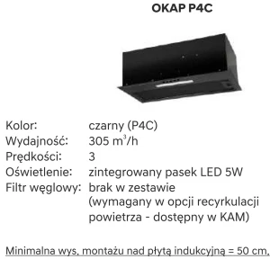45 Górna 1 drzwi, zabudowa okapu, wys.100 (czarny okap) KAM 2