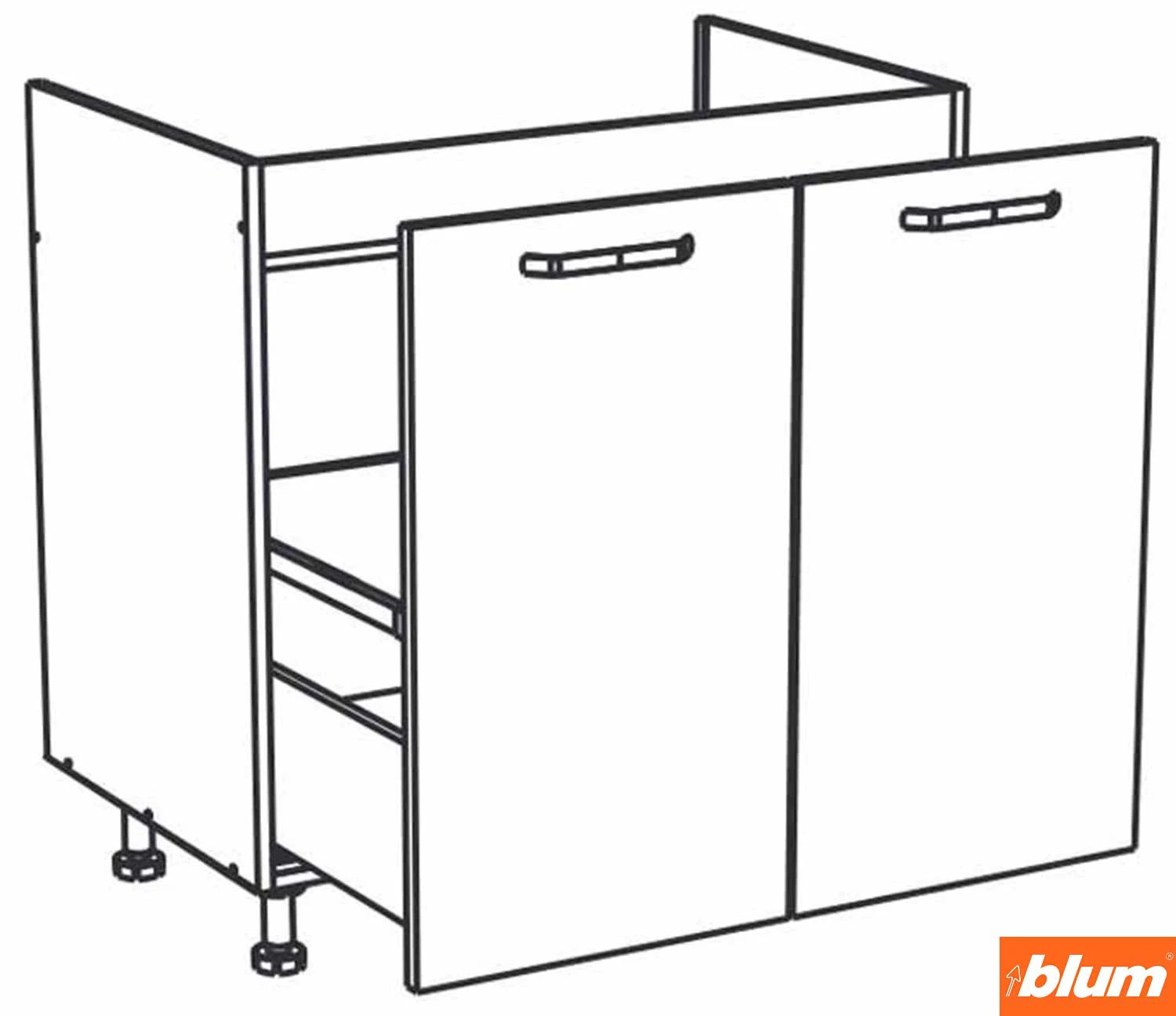 80 Dolna głęboka zlewozmywakowa z szufladami (prowadnice Blum) KAM