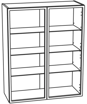 80 Górna głęboka witryna dwudrzwiowa, 3 półki z ramką ALU. wys.100 KAM 1
