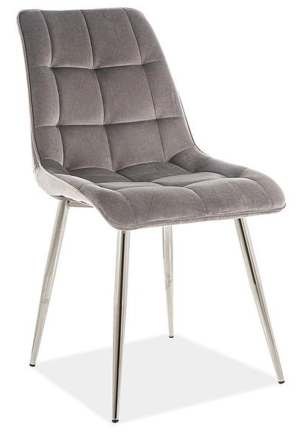 Krzesło chic velvet chrom stelaż / szary bluvel 14